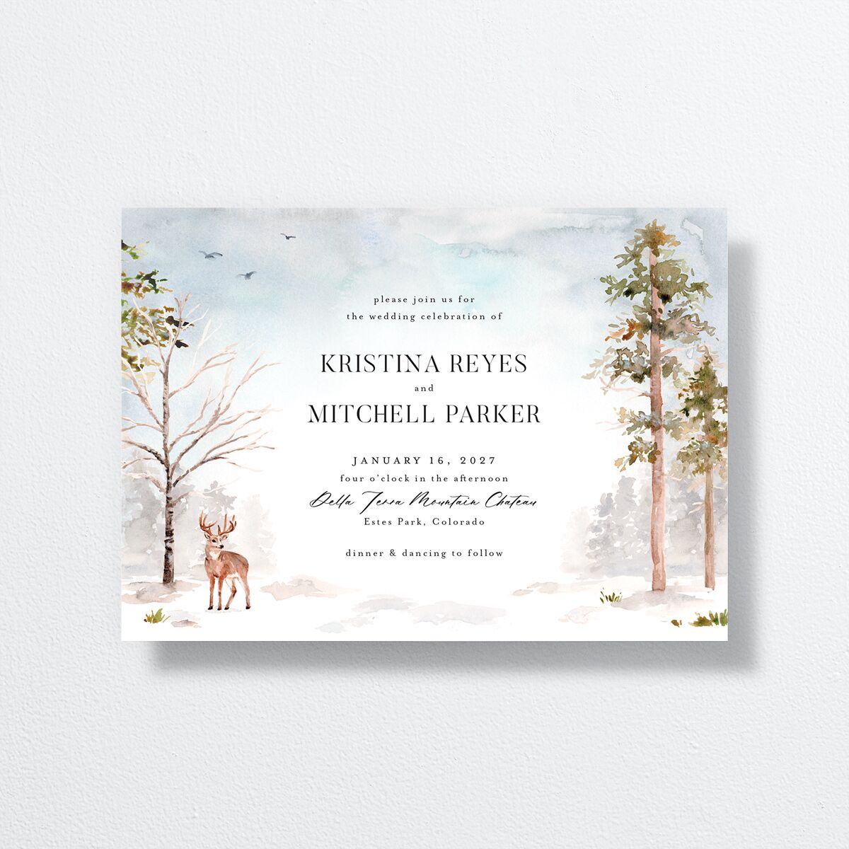 Winter Forest Wedding Invitations Pure White Signature No