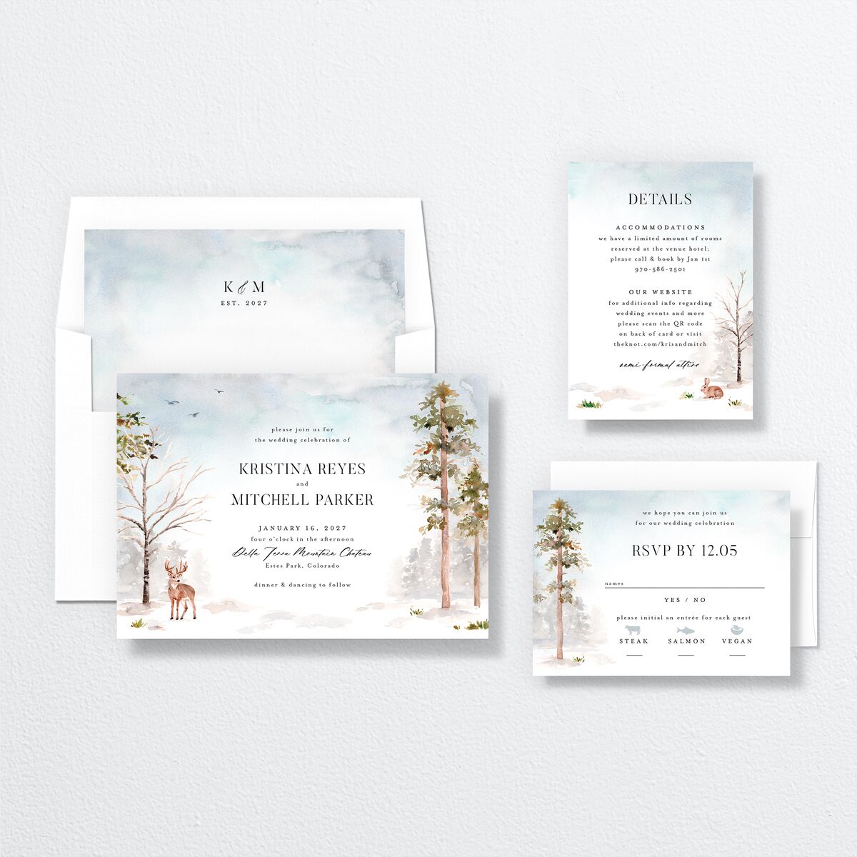 Winter Forest Wedding Invitations Pure White Signature No