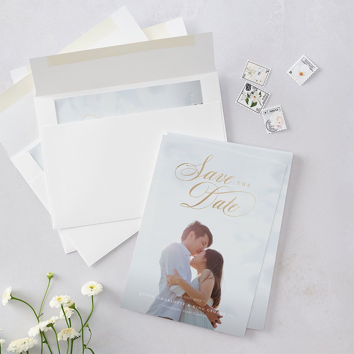 Rose Garden Crest Save the Date Cards by Bridgerton — view 4