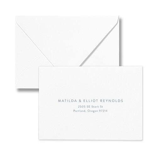 Photo Elopement Response Card Euro Envelopes White Dusty Blue Return Address Luxe