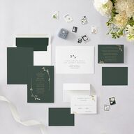 Gilded Sprigs Foil Wedding Invitations Gold Dark Emerald Signature Blank No Standard