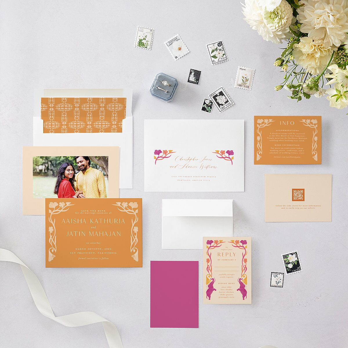 Majestic Legacy Save the Date Cards Mulberry Signature smooth Blank No
