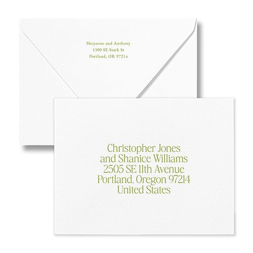 Modern Editorial Wedding Date Save the Date Petite Card Euro Envelopes White Meadow Both Recipient and Return Addresses Luxe Signature