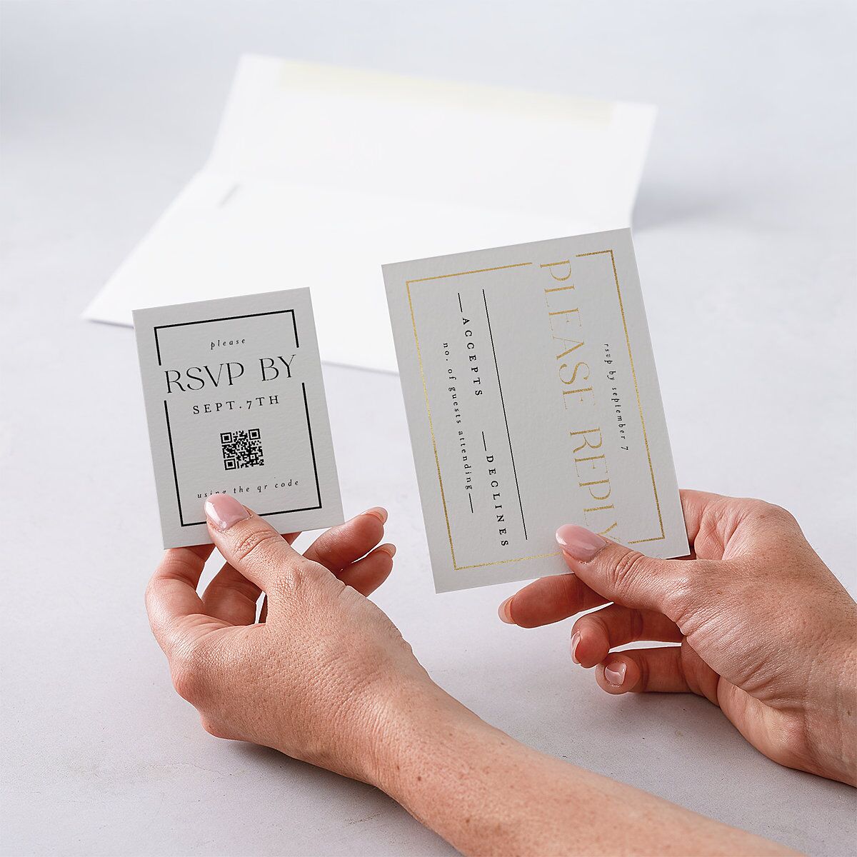 Elegant Frame QR Code RSVP Cards Fog Signature Standard