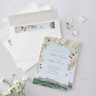 Romantic Floral Mountain Wedding Invitations Meadow Signature Blank Standard No