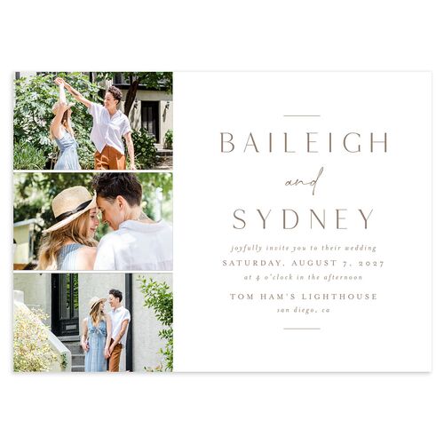 Side Panel Wedding Invitations Fawn Signature Blank No Standard