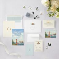 Scenic San Francisco Wedding Invitations Pale Blue Signature Blank No Standard