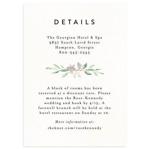 Watercolor Crest Wedding Event Detail Cards Licorice Signature Standard