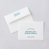 Illustrated Retro Coastal Beach Save The Date Card Envelopes White Turquoise Both Recipient and Return Addresses Signature Standard