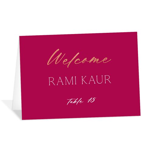 Gilded Lehenga Place Cards Rose Gold Raspberry Pearlescent