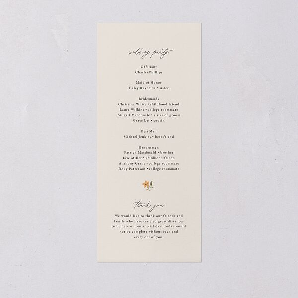 Flora Garden Border Wedding Programs Olive Signature