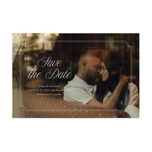 Elegant Oval Monogram Save the Date Postcards Sand