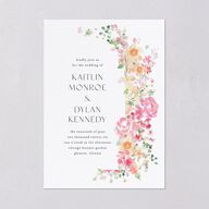 Pastel Flower Arch Foil Wedding Invitations Gold Pink Cotton Signature Blank No Standard