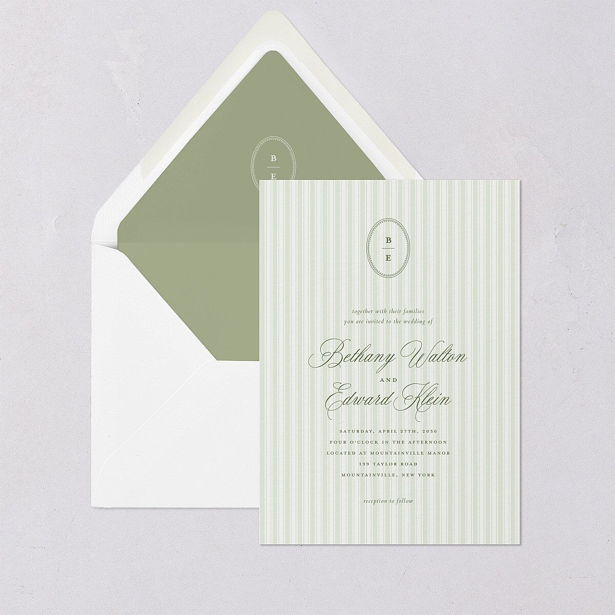 Vintage Oval Monogram Euro Envelope Liners Thyme Luxe