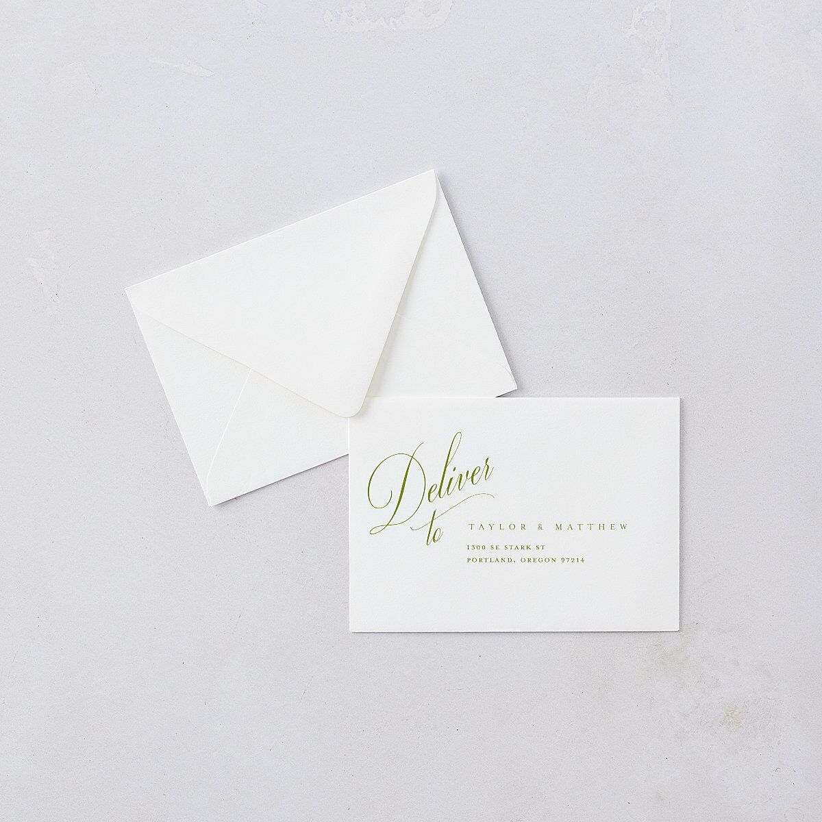 Modern Wedding Of Calligraphy Response Card Euro Envelopes White Chartreuse Return Address Luxe
