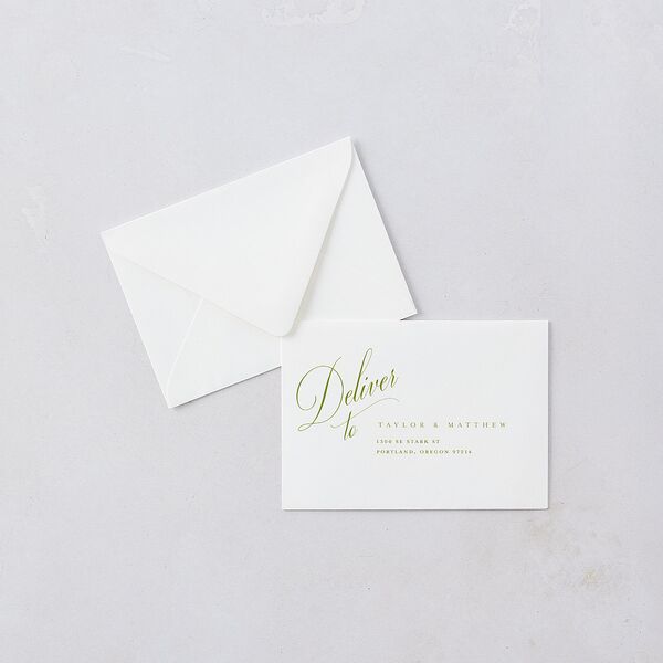 Modern Wedding Of Calligraphy Response Card Euro Envelopes White Chartreuse Return Address Luxe