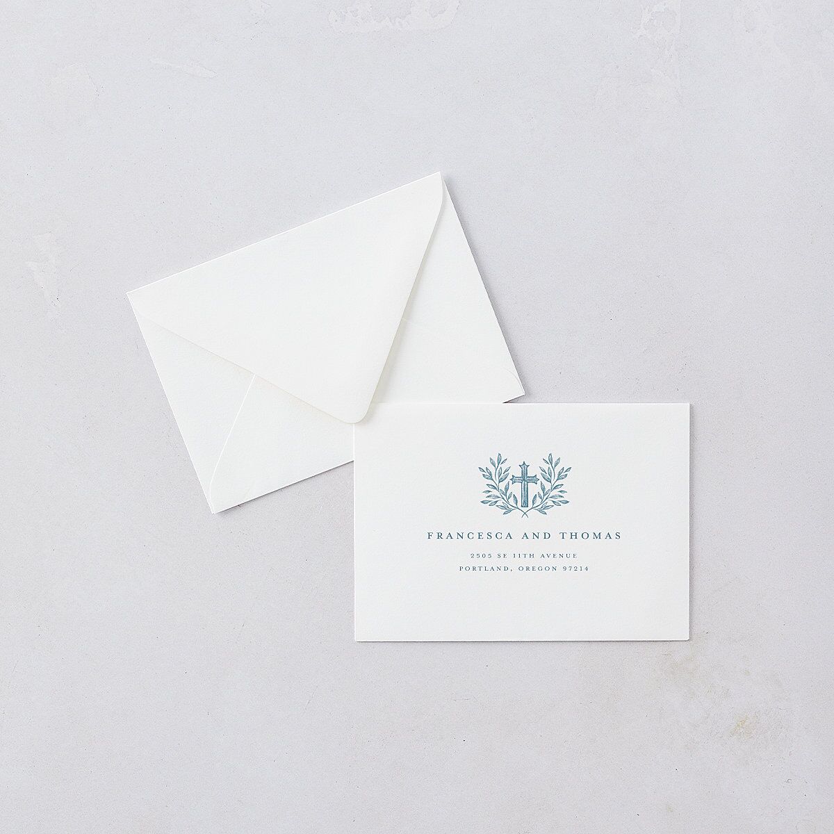Classic Catholic Sacred Heart Response Card Euro Envelopes White Stream Return Address Luxe