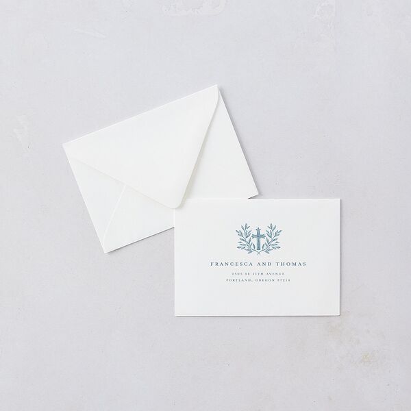 Classic Catholic Sacred Heart Response Card Euro Envelopes White Stream Return Address Luxe