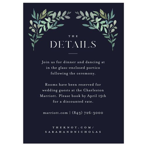 Greenery Altar Wedding Enclosure Cards Navy Signature Standard