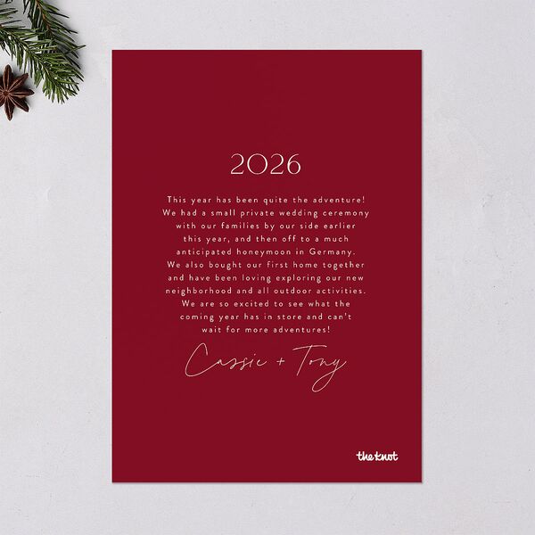 Botanical Corners Holiday Cards Garnet Signature Blank Standard Portrait