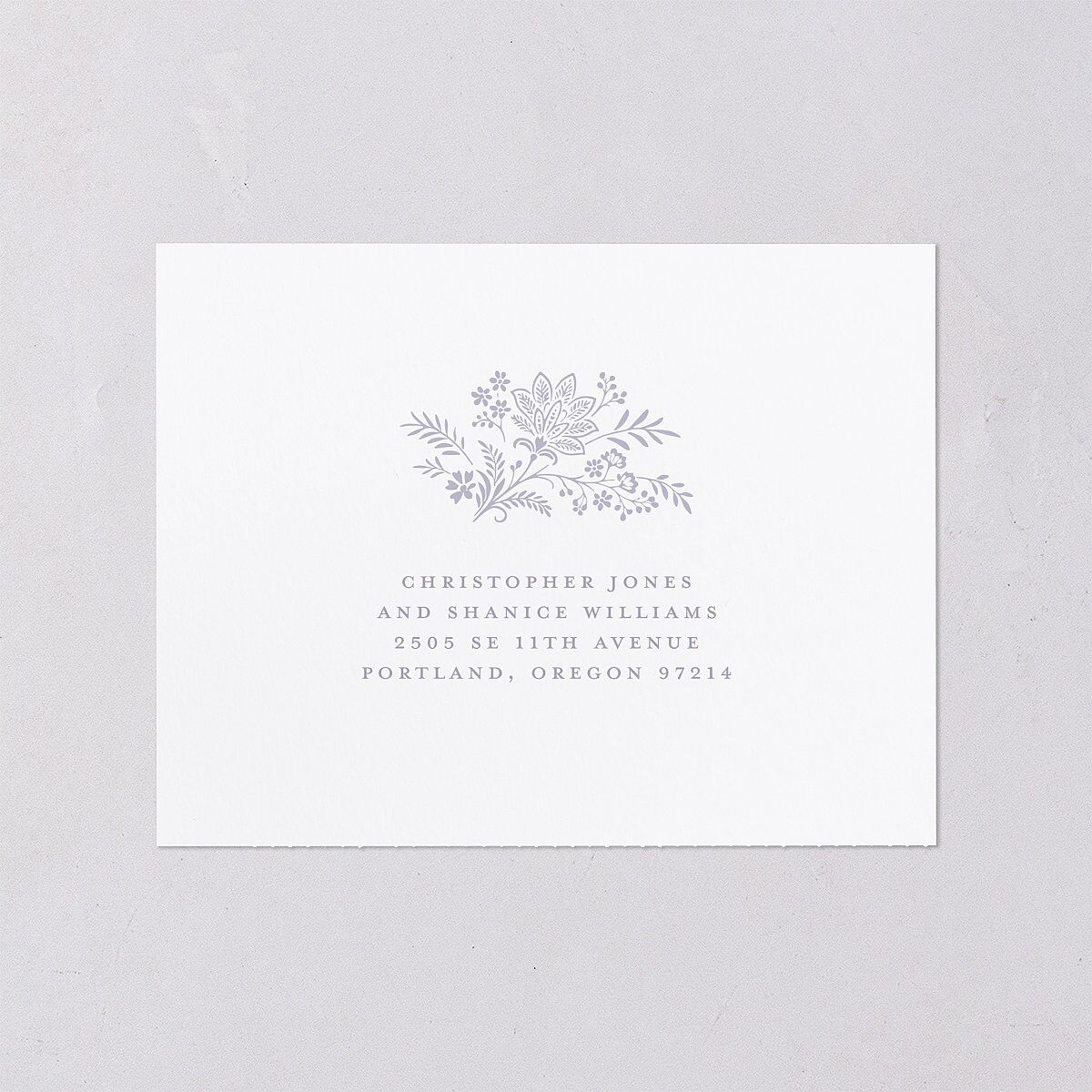 Floral Lace All-in-One Wedding Invitations Dusty Blue Signature Light Both Recipient and Return Addresses No