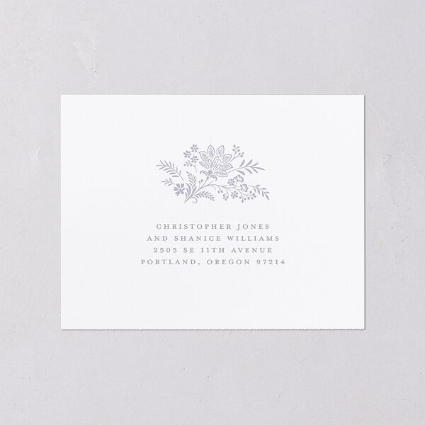 Floral Lace All-in-One Wedding Invitations Dusty Blue Signature Light Both Recipient and Return Addresses No