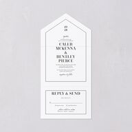 Classic Border All-in-One Wedding Invitations Pure White Signature Light Both Recipient and Return Addresses No