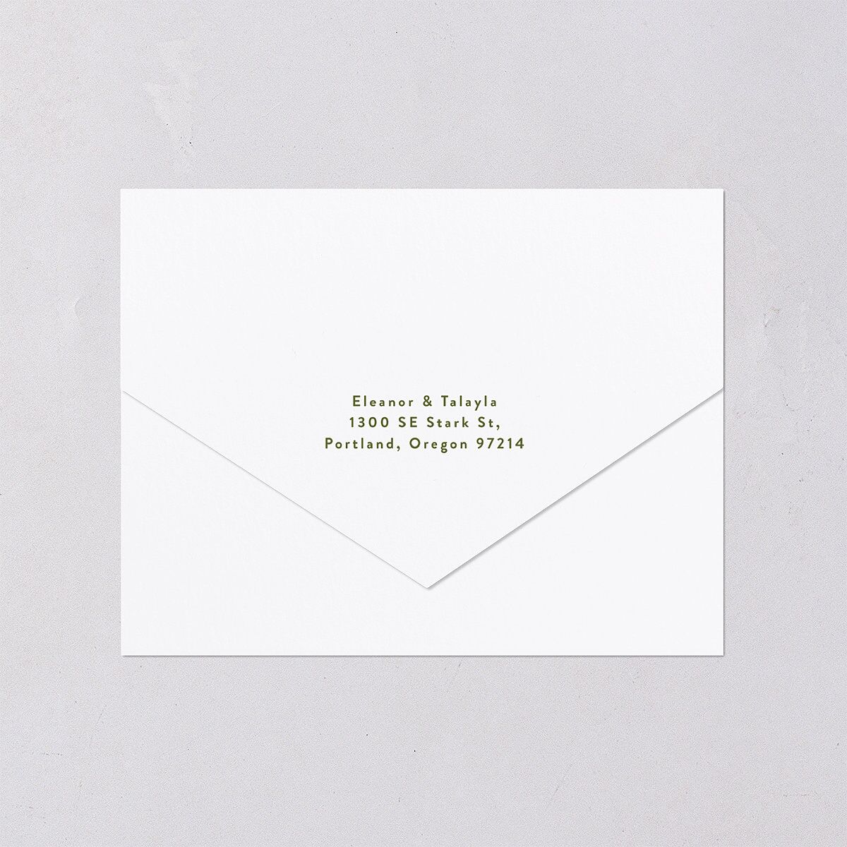 Wildflower Nouveau All-in-One Wedding Invitations Dark Camo Signature Light Both Recipient and Return Addresses No