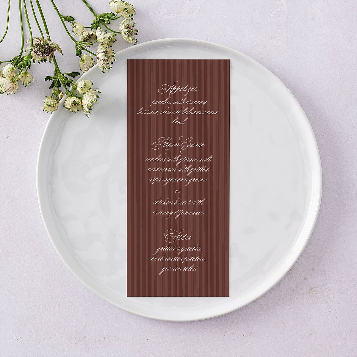 Vintage Oval Monogram Menus Merlot Signature