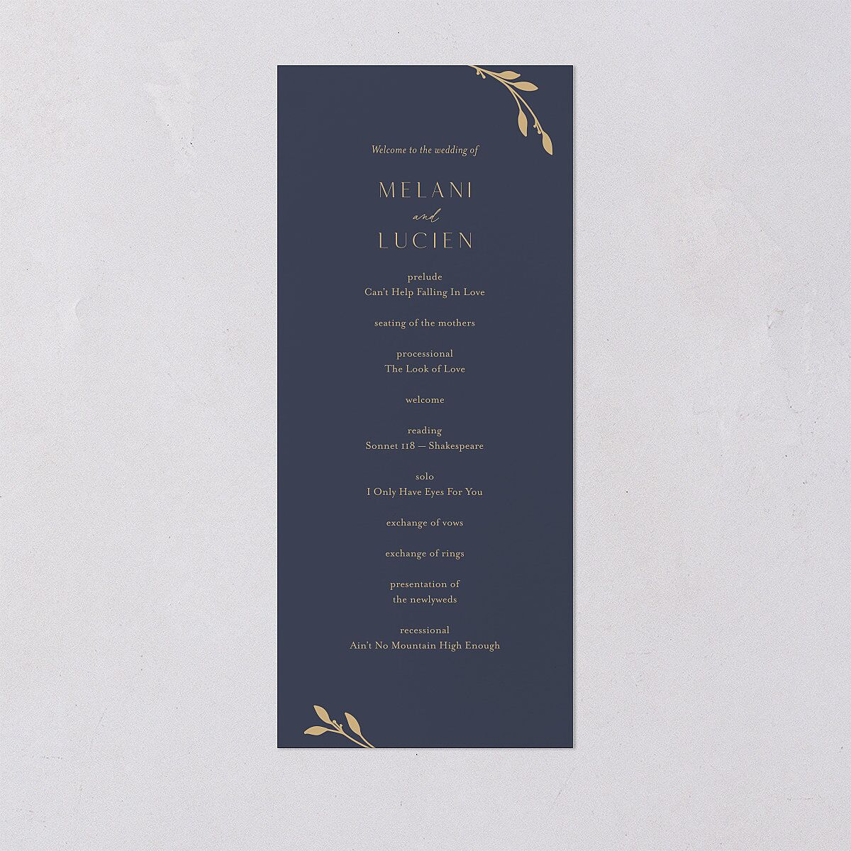 Gilded Sprigs Wedding Programs Moody Blue Signature