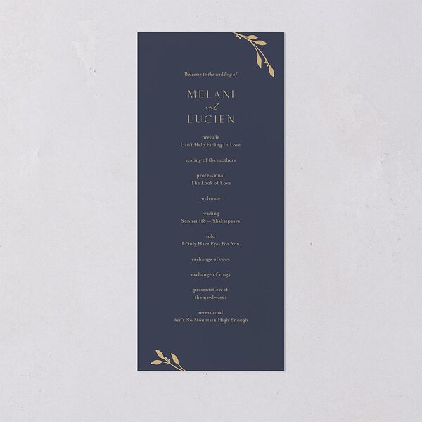 Gilded Sprigs Wedding Programs Moody Blue Signature