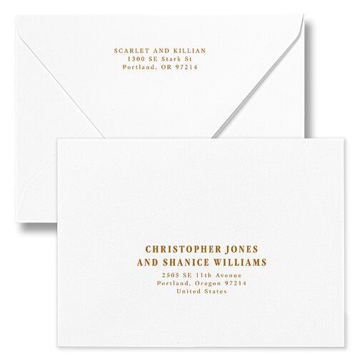 Elegant Minimalist Photo Save The Date Card Euro Envelopes White Saddle Both Recipient and Return Addresses Luxe Signature