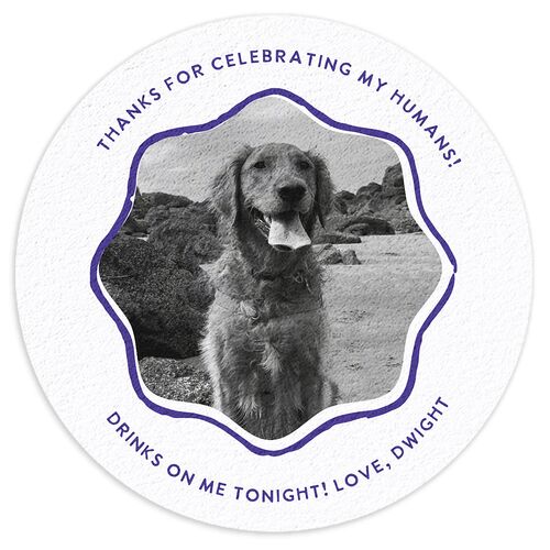 Hand Drawn Wavy Border Wedding Day Coasters Sapphire Cardboard Circle