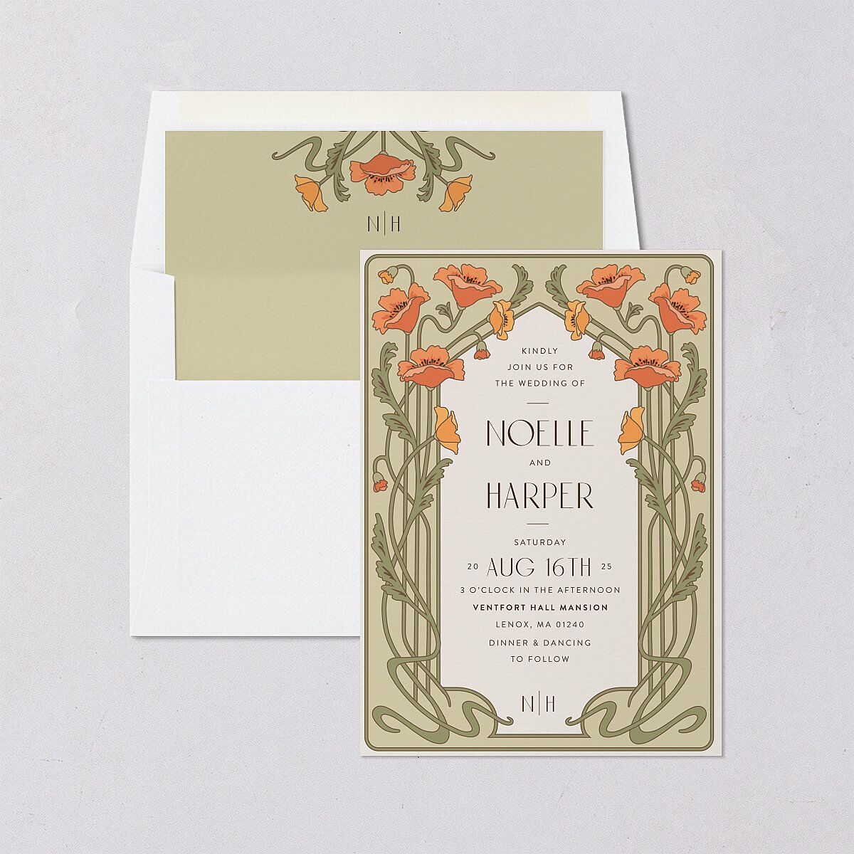 Vintage Nouveau Standard Envelope Liners — view 3