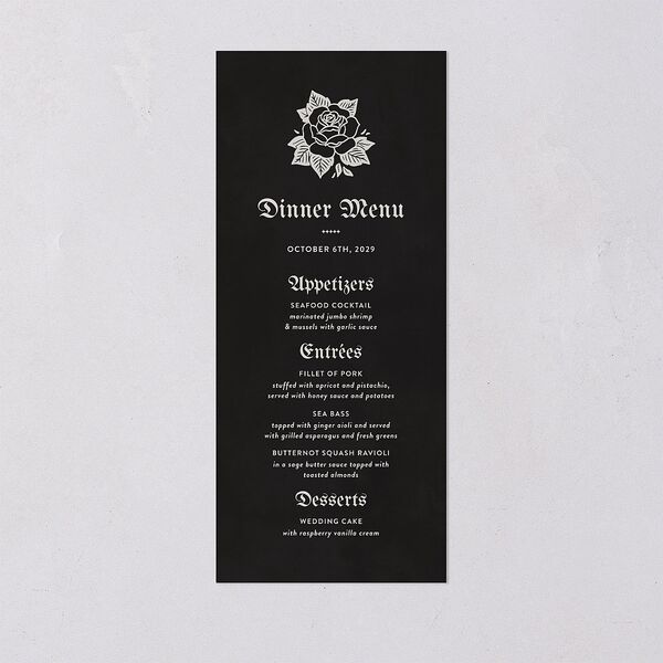Moody Gothic Rose Menus Midnight Signature