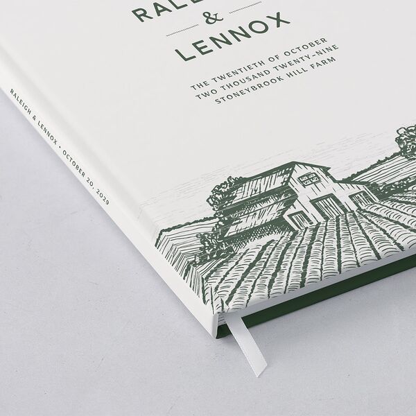 Country Farm Wedding Guest Book Hunter Green