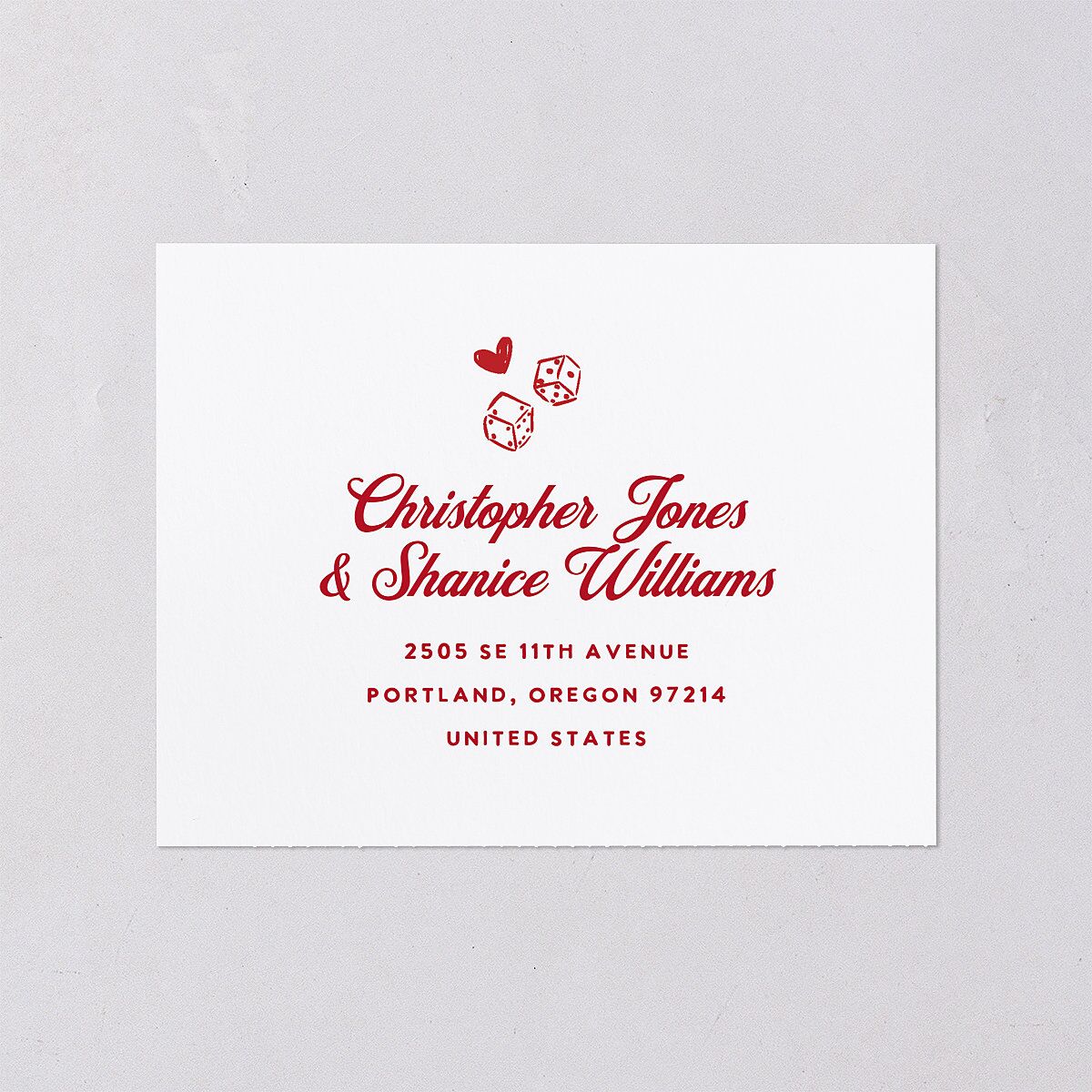 Hand Drawn Las Vegas Hearts All-in-One Wedding Invitations Ruby Signature Light Both Recipient and Return Addresses No