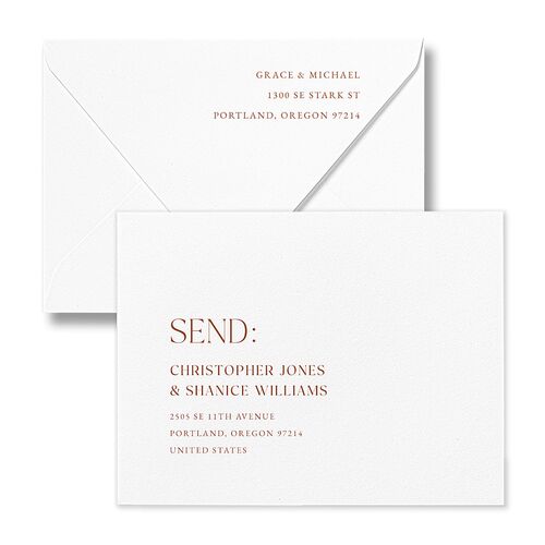 Nothing Fancy Bridal Shower Thank You Card Euro Envelopes White Peony Both Recipient and Return Addresses Luxe Signature