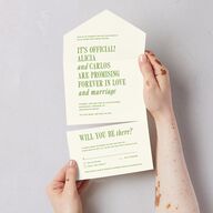 Editorial Promise All-in-One Wedding Invitations Meadow Signature Light Both Recipient and Return Addresses No