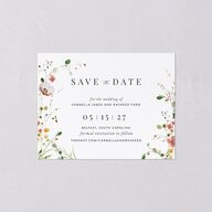 Delicate Wildflower Save the Date Petite Cards Peach Pink Signature smooth Blank No Standard