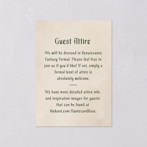 Vintage Fantasy Vines Wedding Enclosure Cards Olive Signature Standard