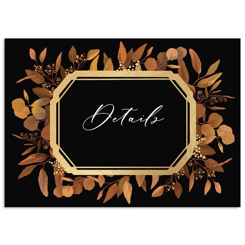 Eucalyptus Frame Foil Wedding Event Detail Cards Gold Walnut Signature Standard