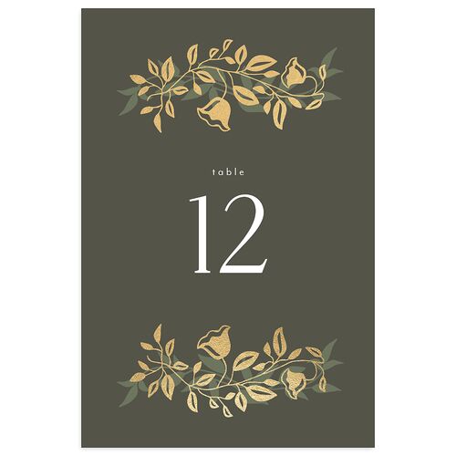 Rustic Nouveau Table Numbers Gold Hunter Green Signature