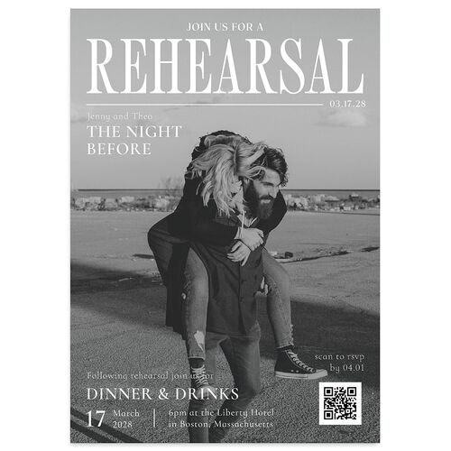 Magazine Cover Rehearsal Dinner Invitations Licorice Signature Blank Standard