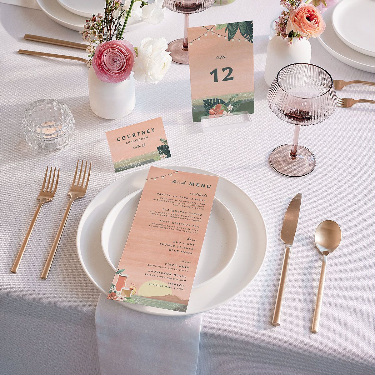 Vintage Hawaiian Island Table Numbers Eucalyptus Signature