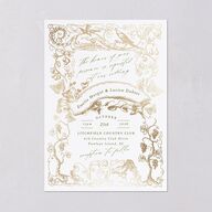 Vintage Toile Foil Wedding Invitations Gold Greenery Signature Blank No