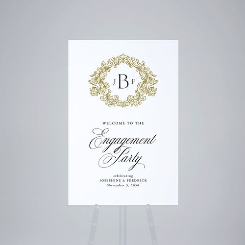 Black Tie Crest Engagement Party Standard Welcome Sign Large Pure White Standard Outdoor Corrugated L Welcome