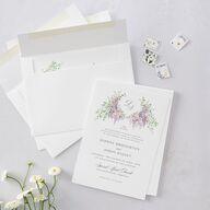 Formal Wisteria Garden Crest Wedding Invitations by Bridgerton Purple Haze Signature Blank No Standard