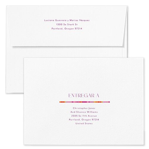 Serape De Sol Wedding Invitation Envelopes Terracotta Peach Pink Return Address Standard Signature