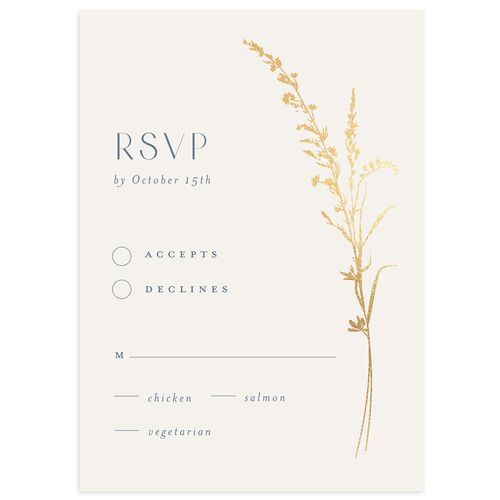 Minimal Wildflower Wedding Response Cards Gold Ocean Signature Standard
